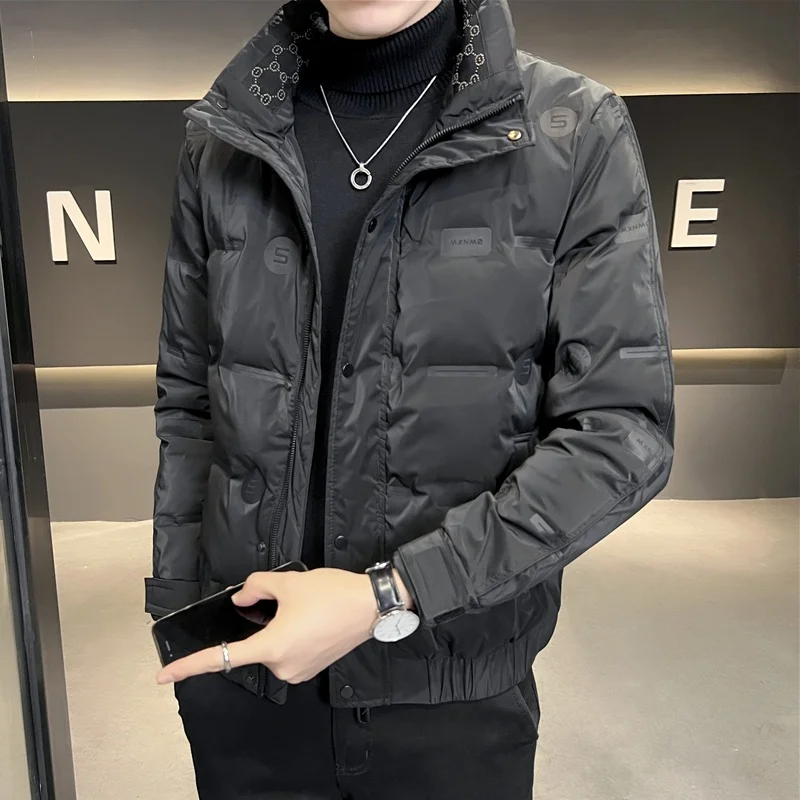 

Lightweight Men's down Jaet Winter Faionable Trendy ort Thiened Warm Outerwear Youth Outerwear Polyester Fiber