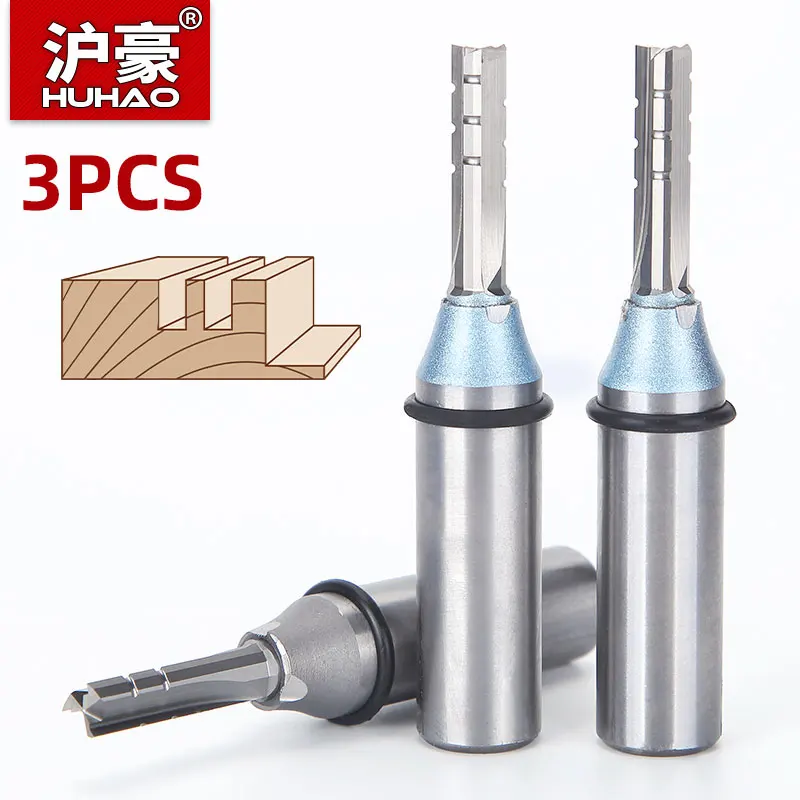 HUHAO 3PCS 1/2 Shank TCT Trimming Straight Milling Cutter For MDF Wood Woodworking Carving Engraving Router Bit Carbide CNC Tool