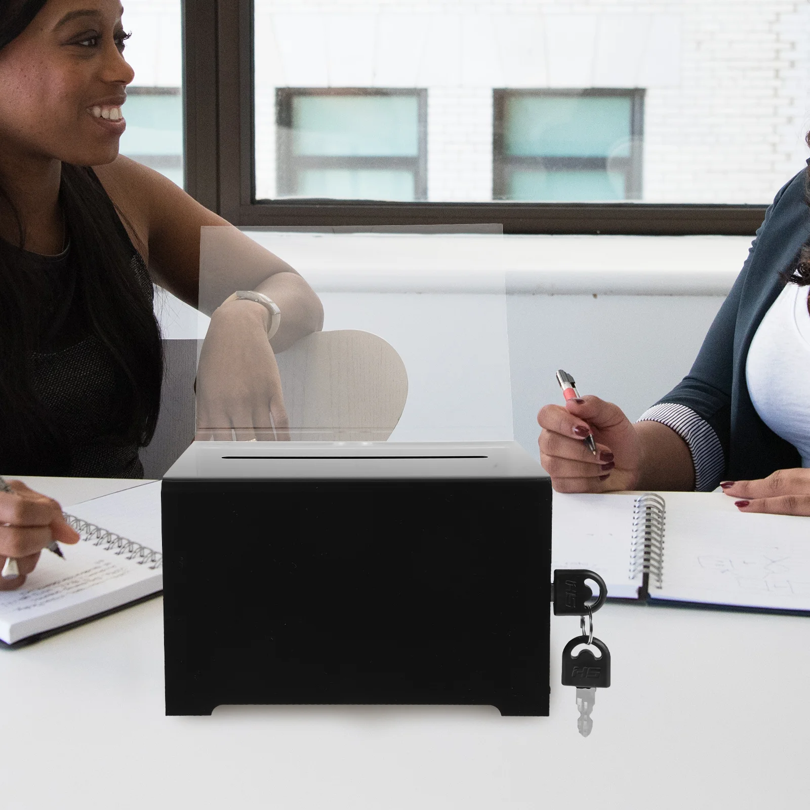 

Donation Box with Lock Large Capacity Transparent Secure Box for Donations Ballots Complaints and Feedback Donation Case