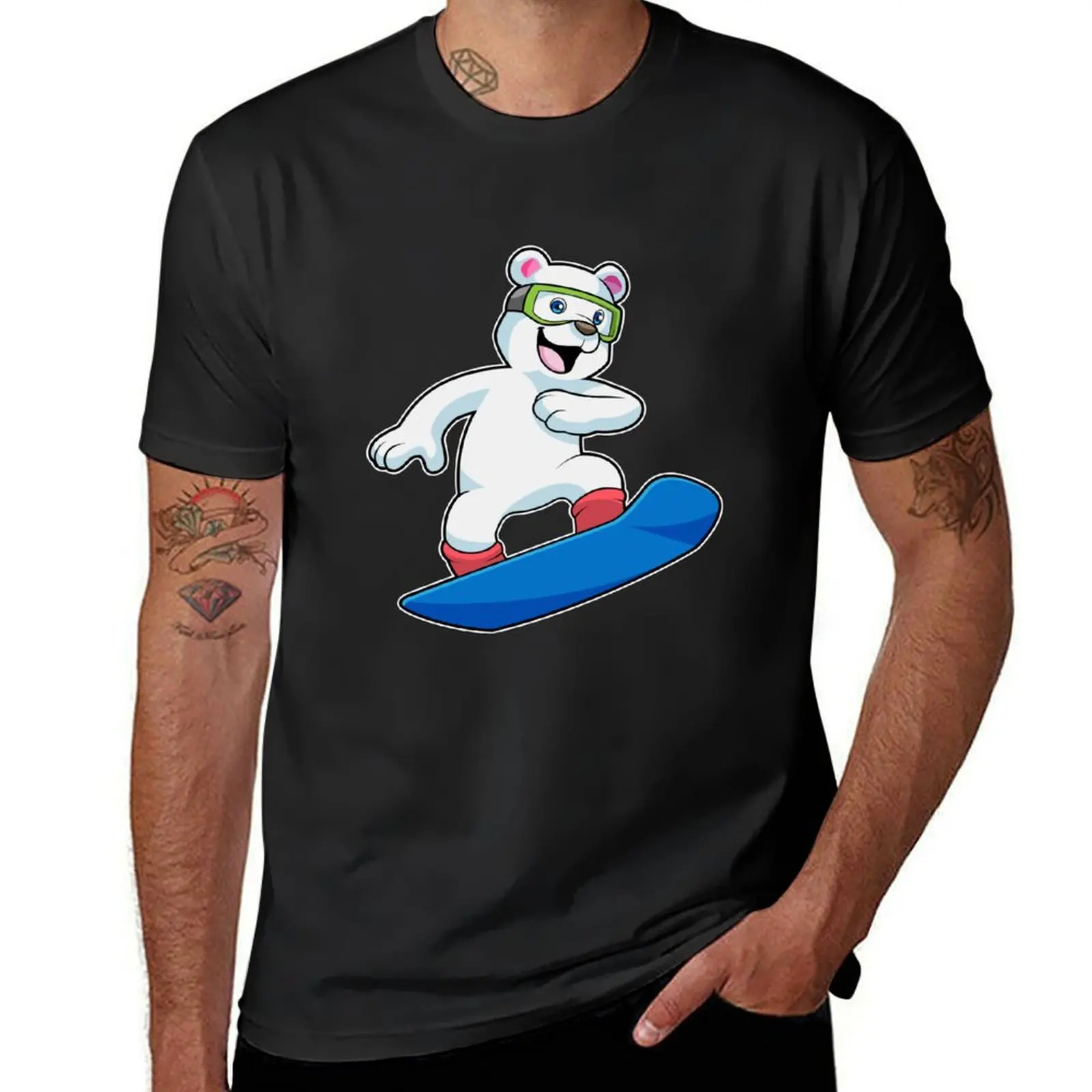 Polar bear as Snowboarder with Snowboard T-Shirt funnys sweat blanks heavyweights heavyweight t shirts for men