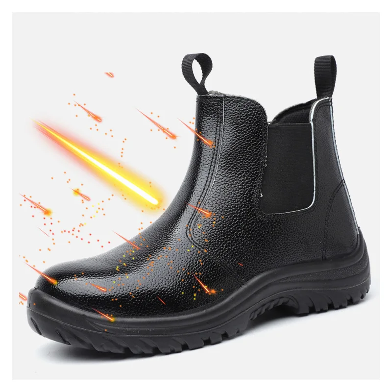 mens casual steel toe caps work safety boots worker welding shoes soft leather chelsea boot tooling security ankle botas protect