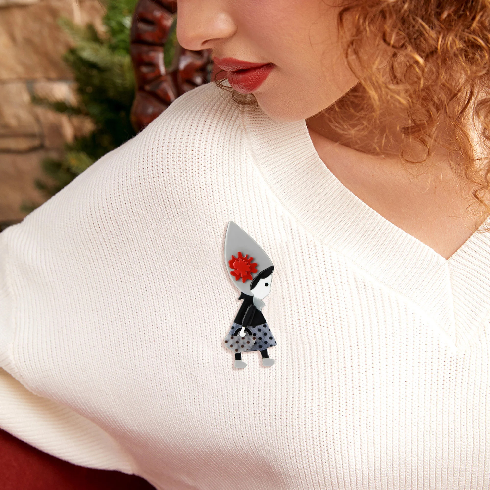 

Classic Acrylic Little Girl Brooches for Women Figure Pin Character Lapel Pins Event Party Gifts Jewelry Decoration Accessories