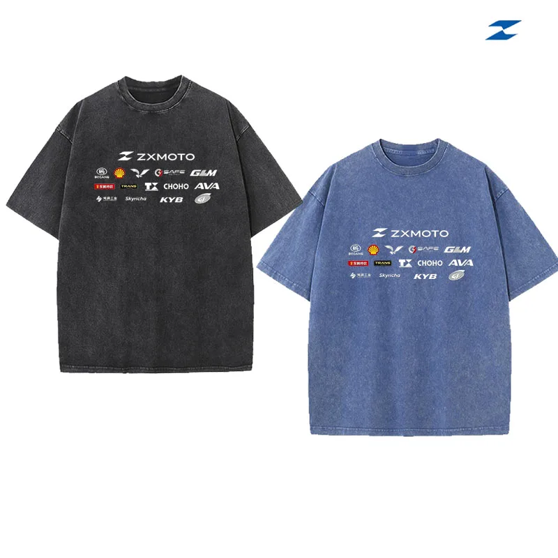 ZXMOTO Retro Washed T-Shirt - Unisex Short Sleeve Cotton Oversized T-Shirt for Men and Women - Fashionable Casual Streetwear