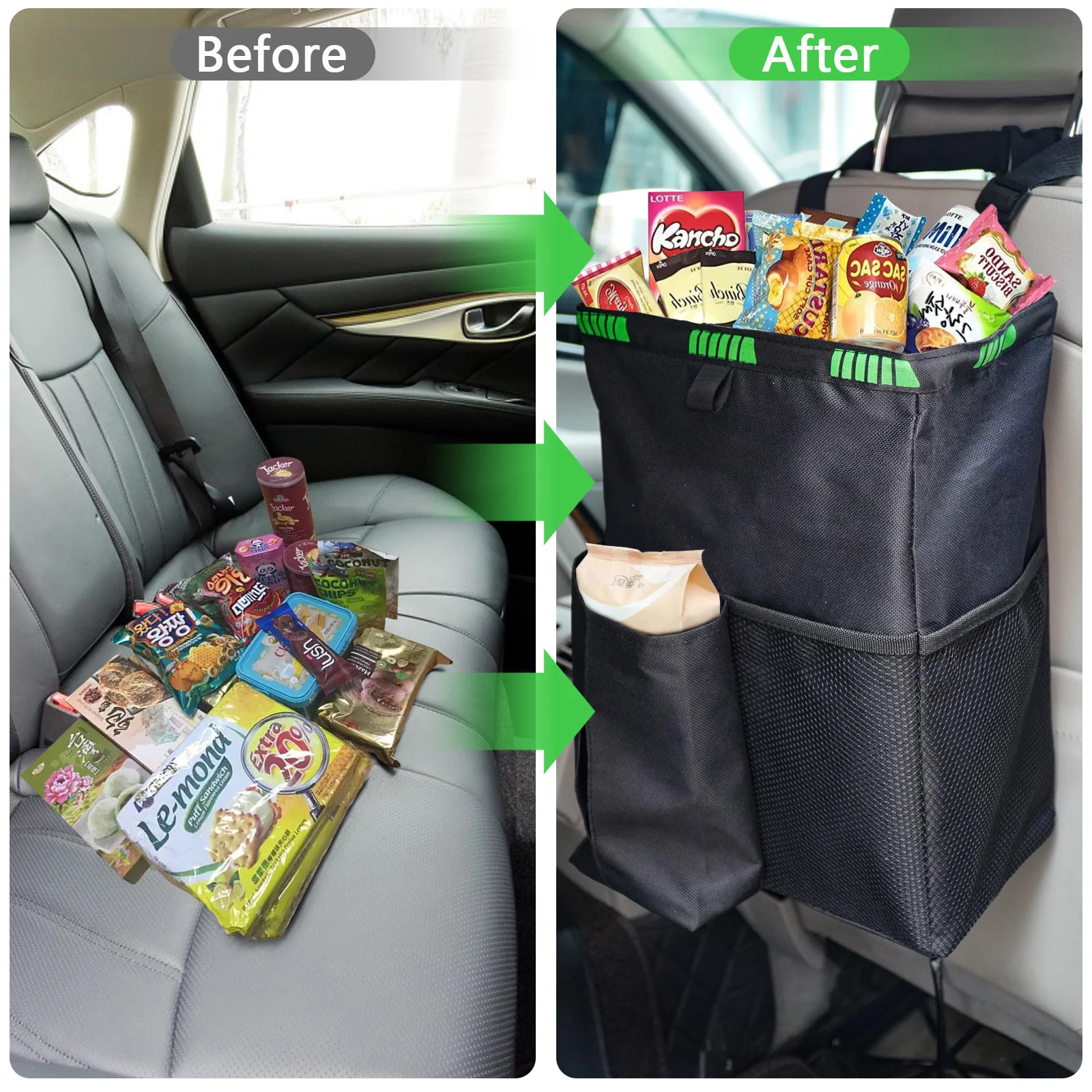 Black Car Waterproof Trash Bag Trash Can Garbage Waste Storage Bin Easy To Fold Large Capacity Can Receive Liquid Collapsible