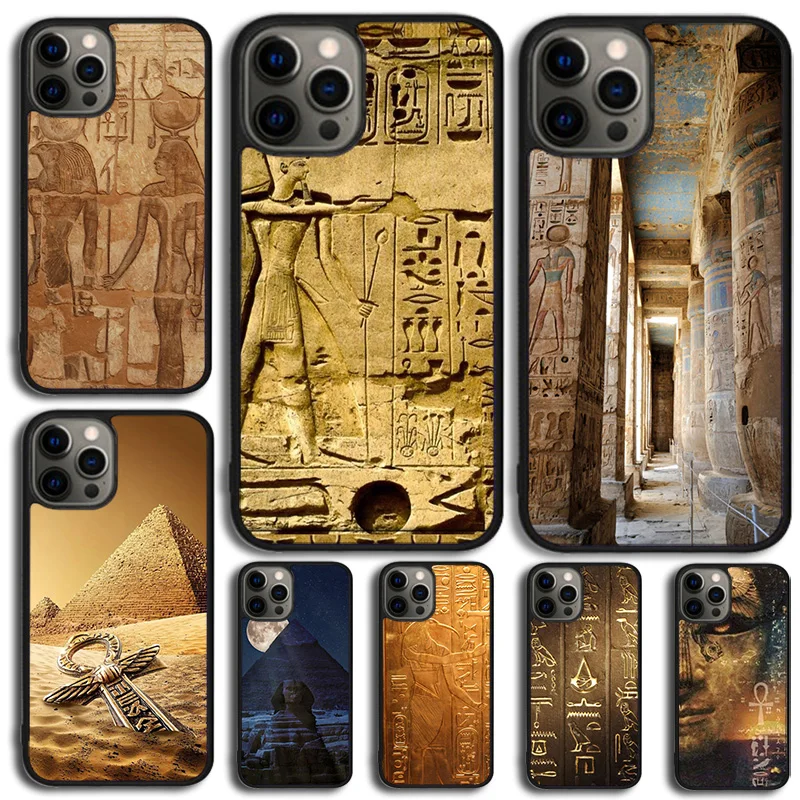 Ancient Egyptian Hieroglyphic Phone Case For iPhone 16 15 14 13 12 Mini 11 Pro Max Plus X XS Max XR Cover Shell coque