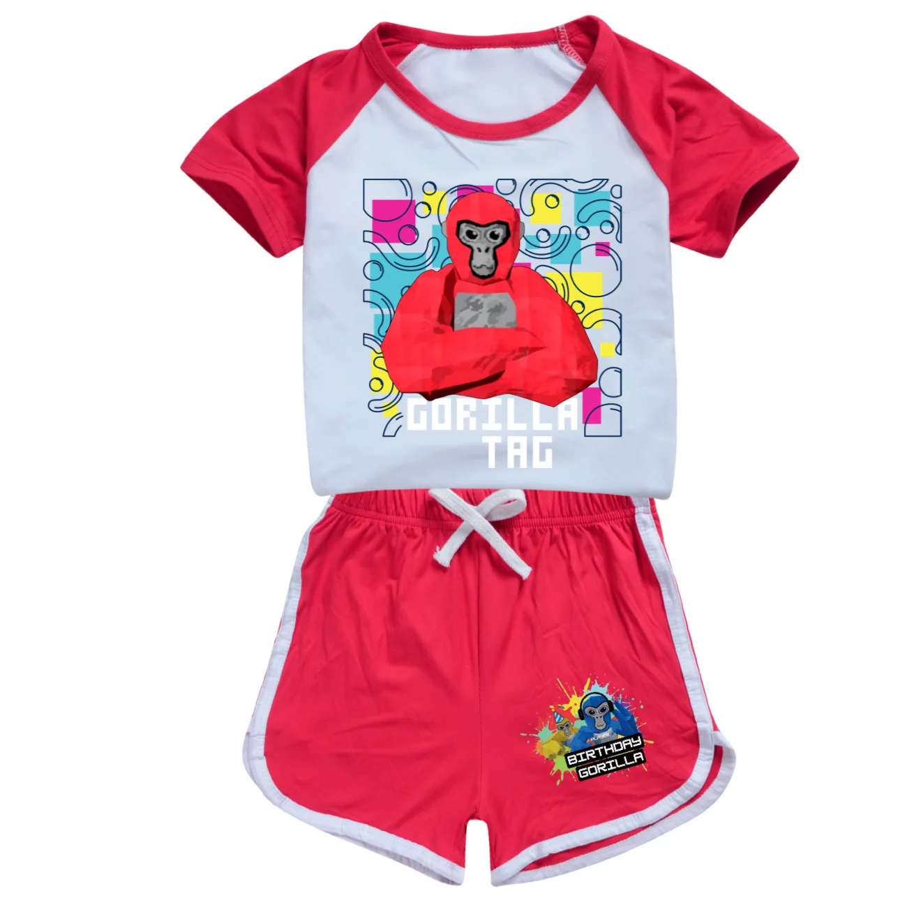 Toddler Girls Short Sleeve T-Shirt Shorts 2pcs Suit Video Game Gorilla Tag Clothes Kids Summer Outfits Boys Fashion Clothing Set