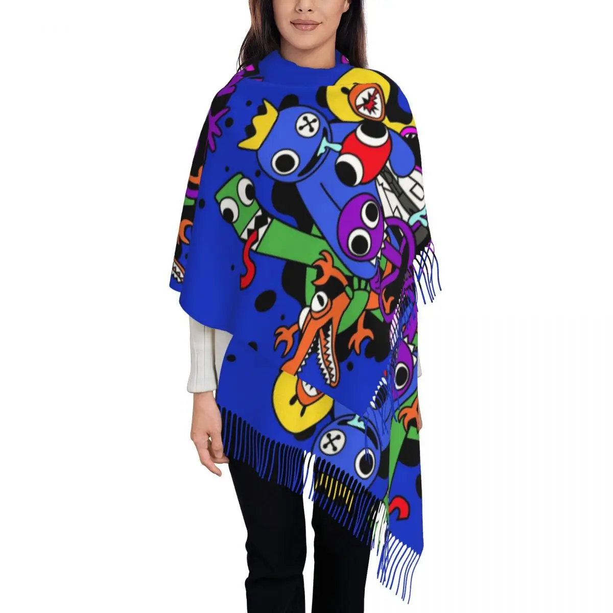 Rainbow Friends Hug It Out Scarf Tassel Scarves for Women Soft Warm Shawls and Wraps Large Fall Winter Shawl Wrap