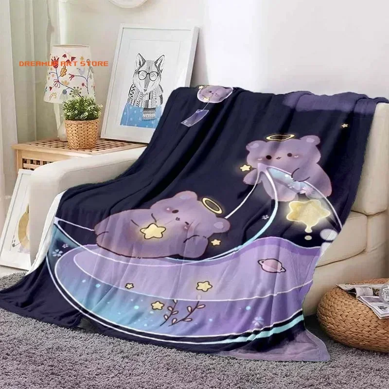 2026 Cute Bubu And Dudu Series Blanket Cartoon Print Kids Warm Flannel Soft Comfortable Home Travel Blanket Bed Blanket Birthday