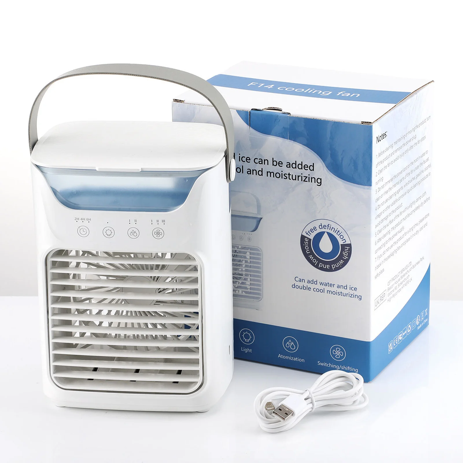 Air Conditioner Fan 700ML 3 Speed 2 Cold Fog 3 Automatic Timing Portable Air Cooler Humidifier Air Conditioner Cooling Fan