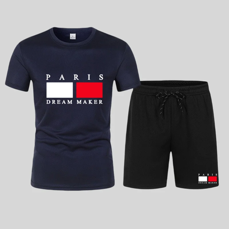 Summer men's short-sleeved T-shirt and short pants, comfortable sportswear, men's casual round-neck T-shirt and short pants two- 5