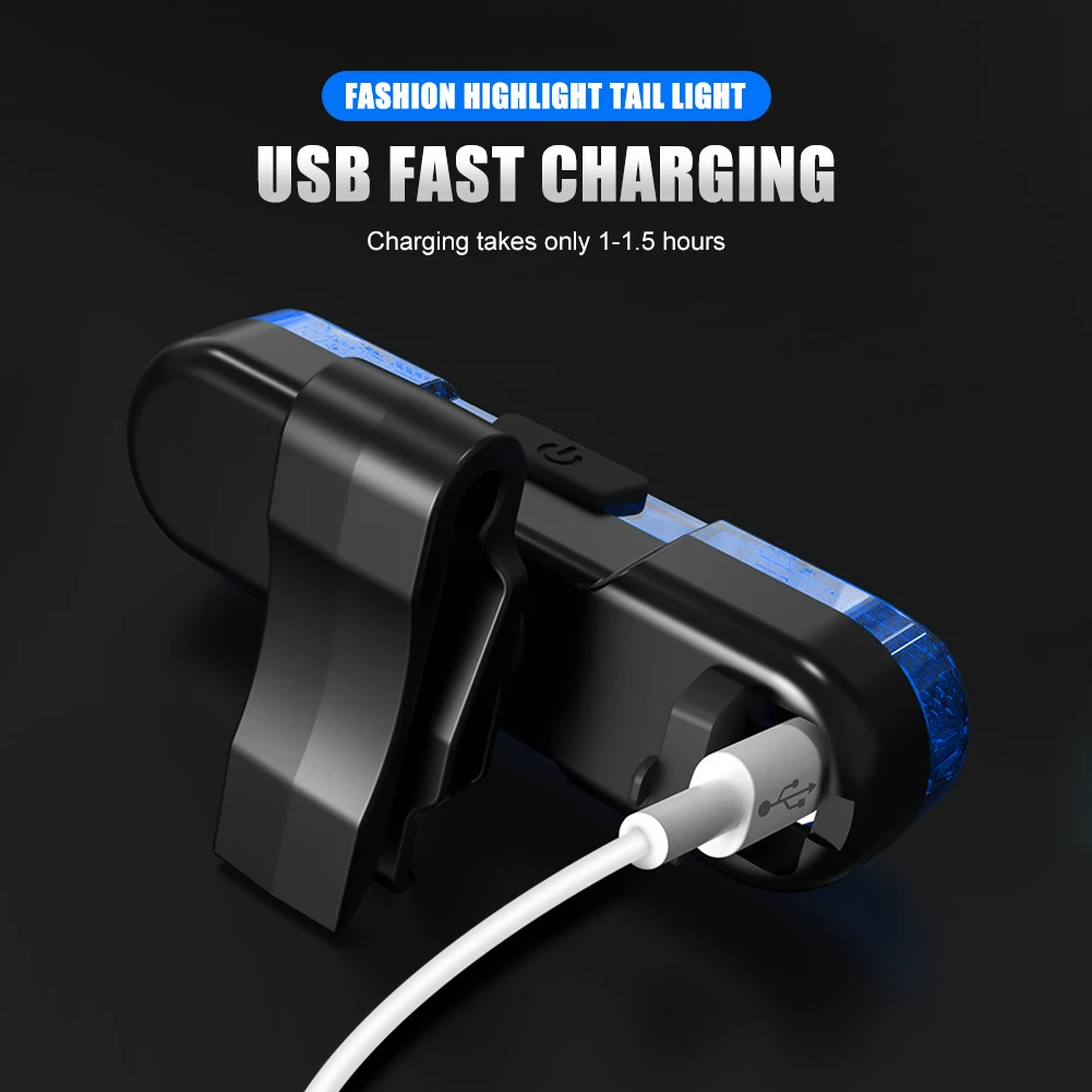 Waterproof LED Bike Tail Light Rechargeable Bicycle Rear Safety Warning Light