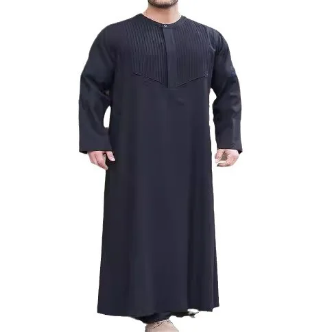 Abito nero ampio da uomo completo Abito in tinta unita a maniche lunghe in stile etnico africano Abbigliamento tradizionale da uomo Abito da 2 pezzi