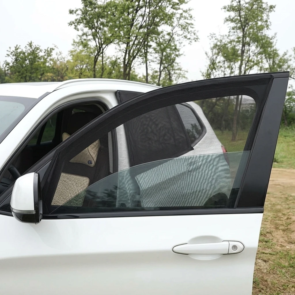 Car Side Window Sun Shade Mesh Curtain UV-Protection Insect Prevention For Most Vehicles