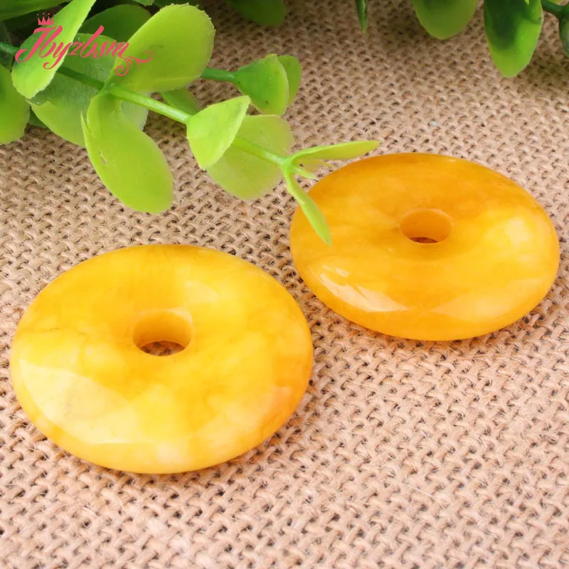 35mm Ring Donut Yellow Carnelian Agates Stone Beads for DIY Accessories Necklace Bracelet Pendant Charms Jewelry Making 1 Pcs