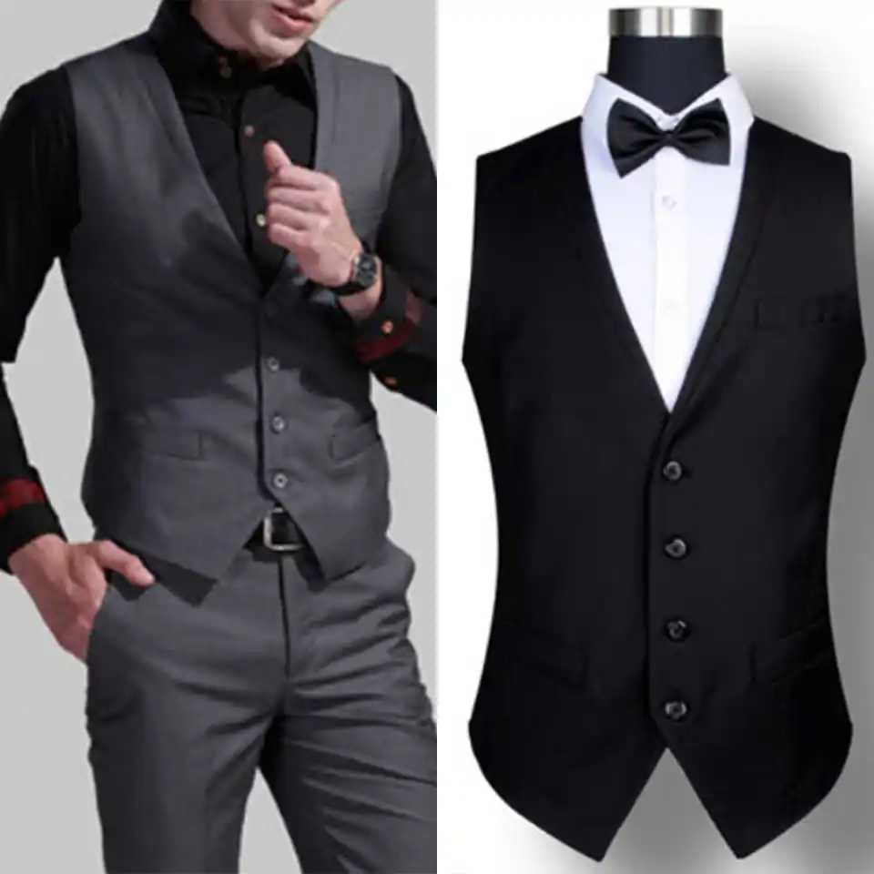 Business Men Coat 1 Piece Set Vest Sleeveless Man Overcoat Handsome Single Breasted Party Show Prom Male Wear Suits Customized