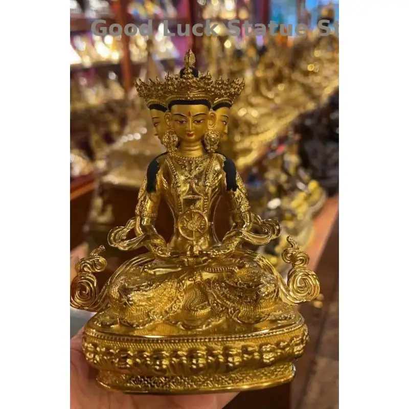 15cm Wholesale Buddhism Rare Buddha statue copper gilding Da Ri Tathagata Vairocana Buddha Mandala Vairocana free shipping