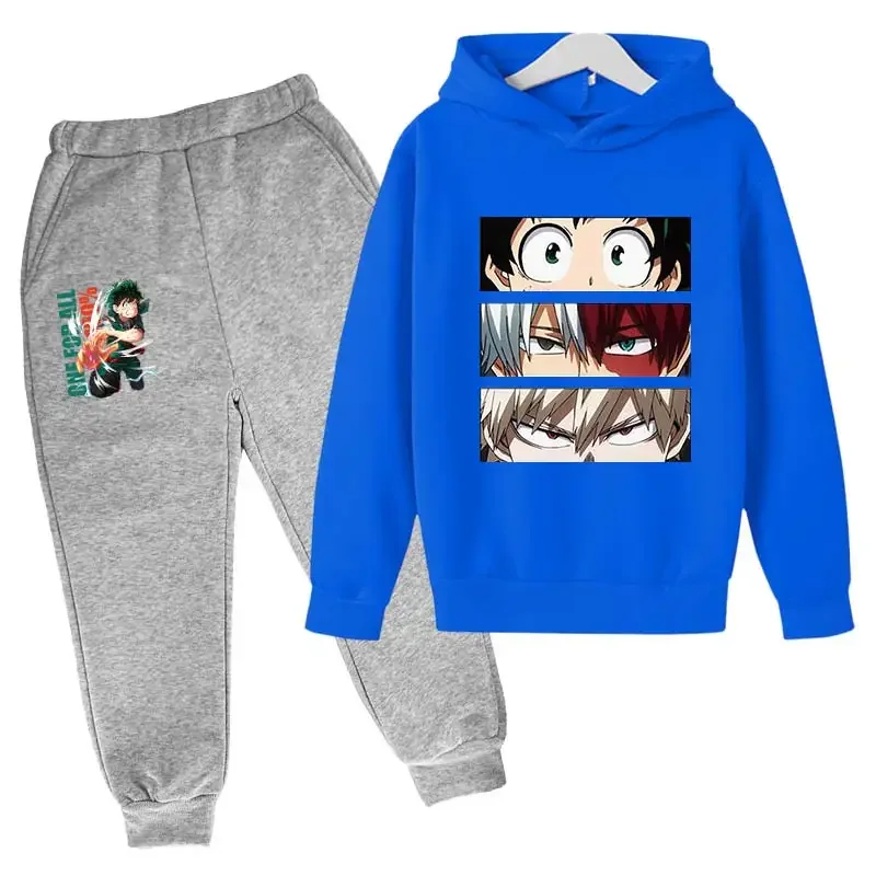 My Hero Academia Anime Printed Children Casual Hoodie+pants 2pcs Set Harajuku Spring Autumn Kids Boy Clothing Fashion Sportsuit