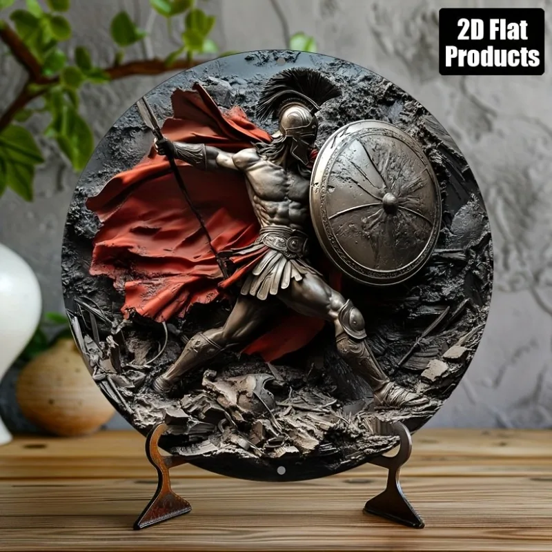 Spartan Warrior Round Metal Aluminum Wall Art,Office, Kitchen, Living Room Decor – Perfect for Parties, Christmas & Holiday Gift