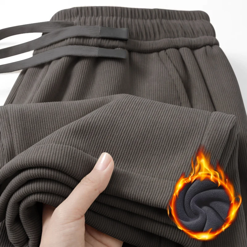 

Trendy Men's Straight Leg Floor-Length Pants Autumn 2025 Loose Fit Corduroy Fce Lined Casual Trousers Spor Sle