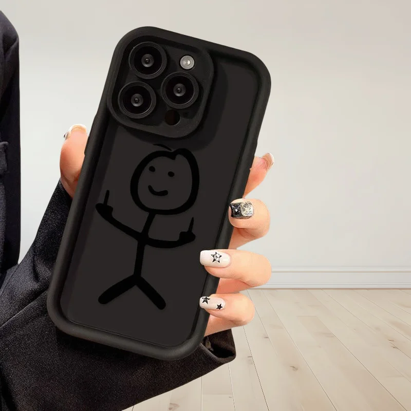 Cartoon Stickman Phone Case for iPhone 16 15 13 12 11 Pro Max 14Plus XS XR X 7 8 Plus SE Cover image 6
