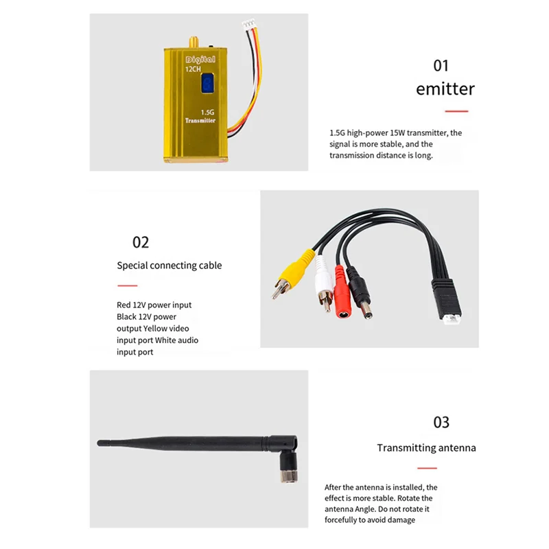 AS96-4X 1.5G 1.5W FPV VTX 12CH 1500Mw เครื่องส่งสัญญาณวิดีโอเสียงสําหรับ FPV Quadcopter RC โดรน