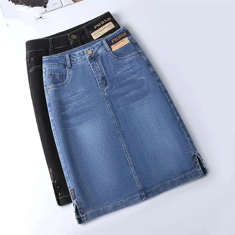 Women\'s Denim Skirts Spring Summer High-waisted Jeans Skirts Streetwear Female Sexy Sheath Skirts Fashion Split Retro Skirts