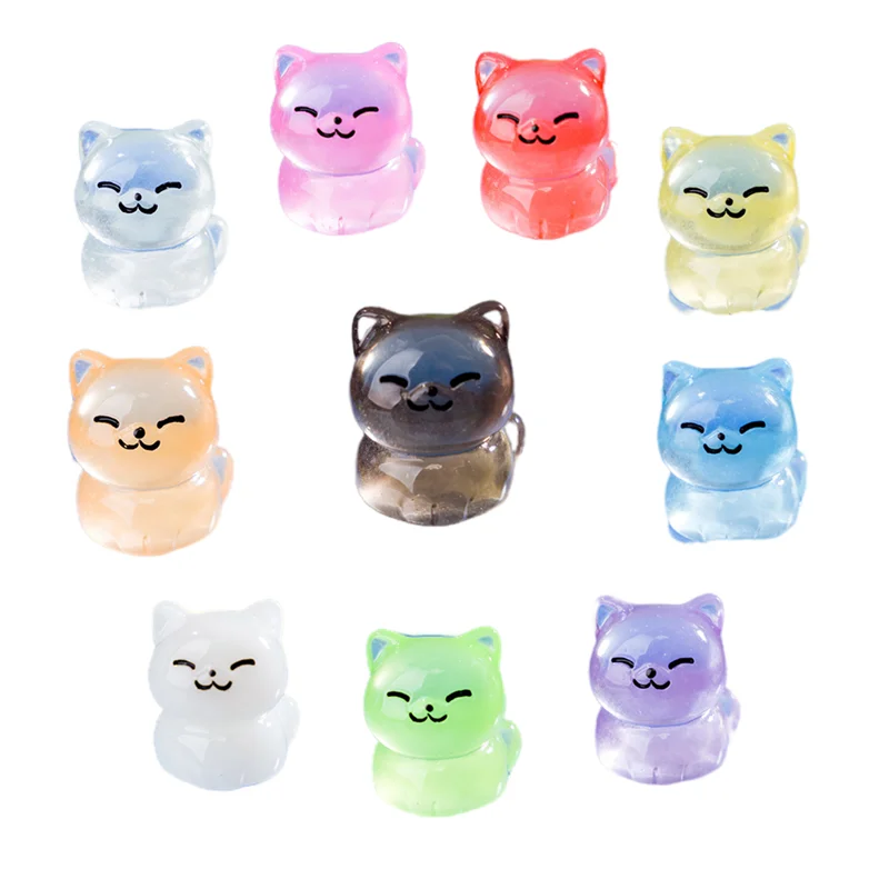 

10 Colourful Lucky Cat decorative figurines Miniature Kittens Home decor Kawaii Accessories desk decoration fairy garden DIY