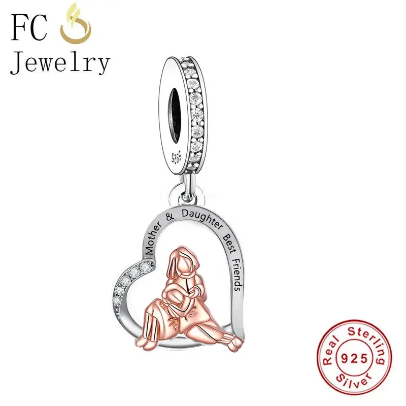 Fit Original Pan Charm Bracelet 925 Sterling Silver Daughter Sleeping With Mother Hug Bead For Making Women Berloque 2024