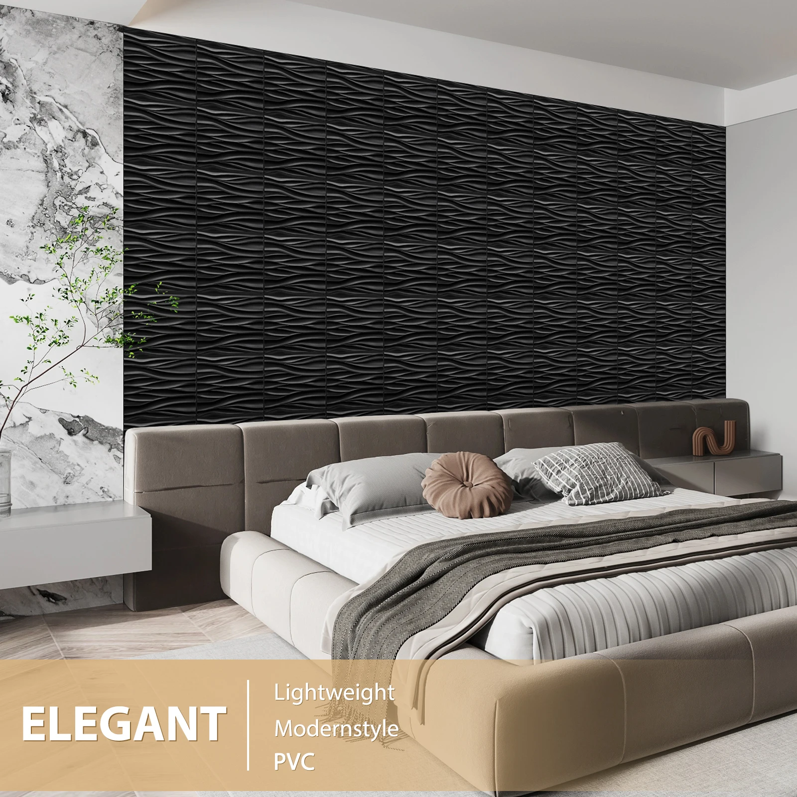 20/30pcs 3D pvc wall panels for indoor wall decoration, for living room hall bedroom hotel office,including tape