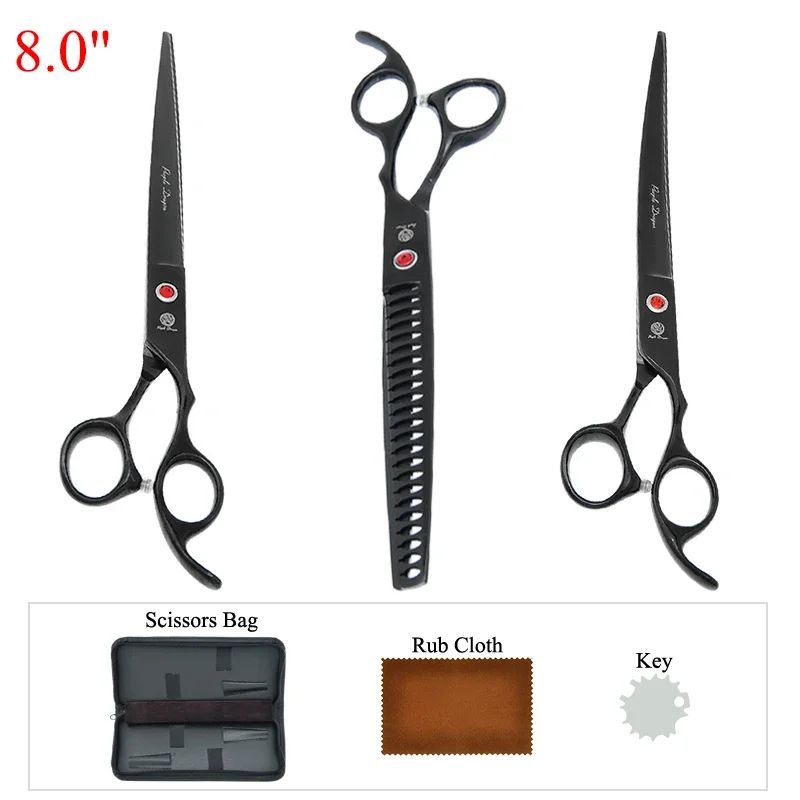 8 inch Purple Dragon Dog Grooming Scissors Set Sharp Edge Pet Curved Scissors Animals Barber Cutting Thinning Hair Shears B0043B