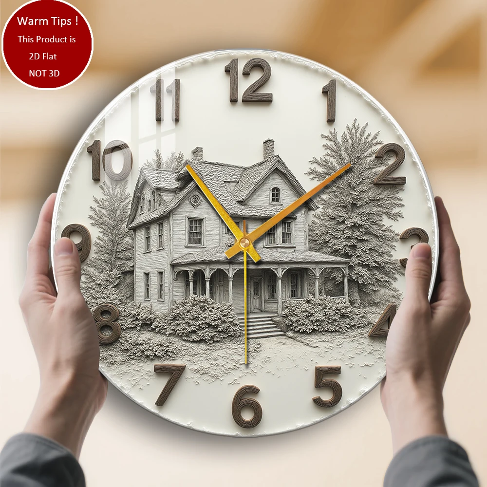 

Настенные часы из закаленного стекла, винтажные часы для дома, снежного сада, подходящие для декора стен или настольного дисплея в любом месте