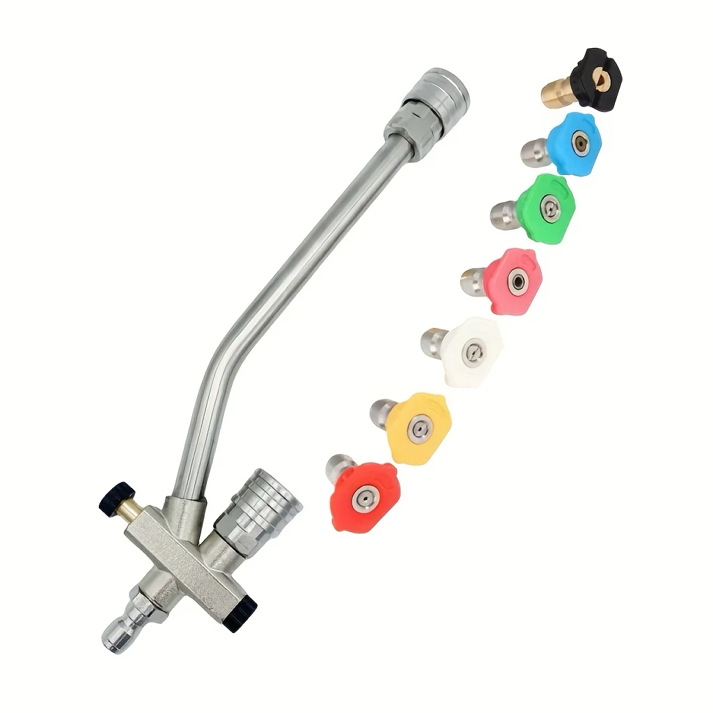 

Foam Cannon Dual Connect Adapter 1/4" Quick Connect Metal Dual Head for Pressure Washers Fits EU & US Systems Includes 7 Nozzles
