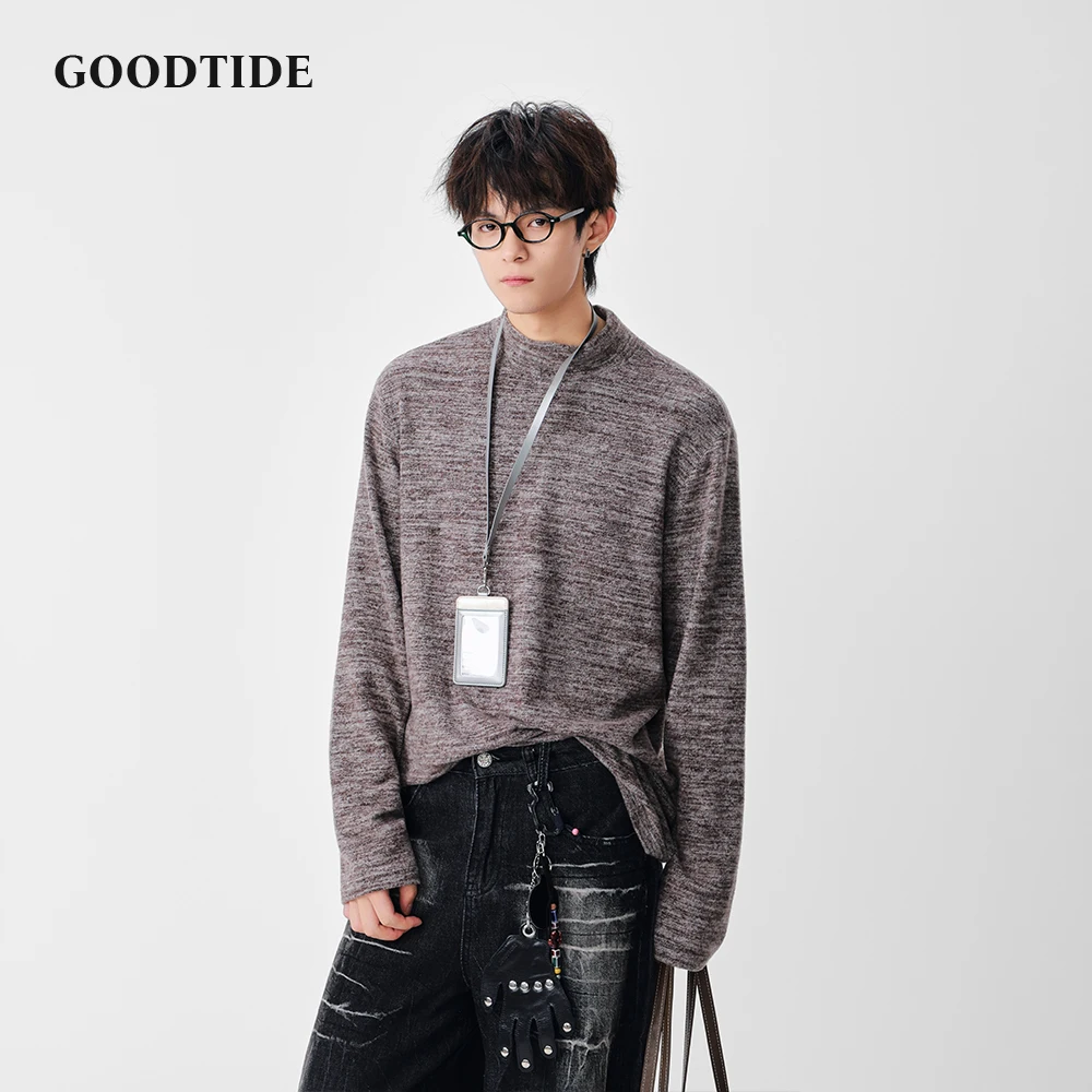 سترة رجالية عصرية غير رسمية برقبة وهمية 2025 خريف شتاء جديد محكم متماسكة وفضفاضة تناسب تصميم مريح ملابس يومية