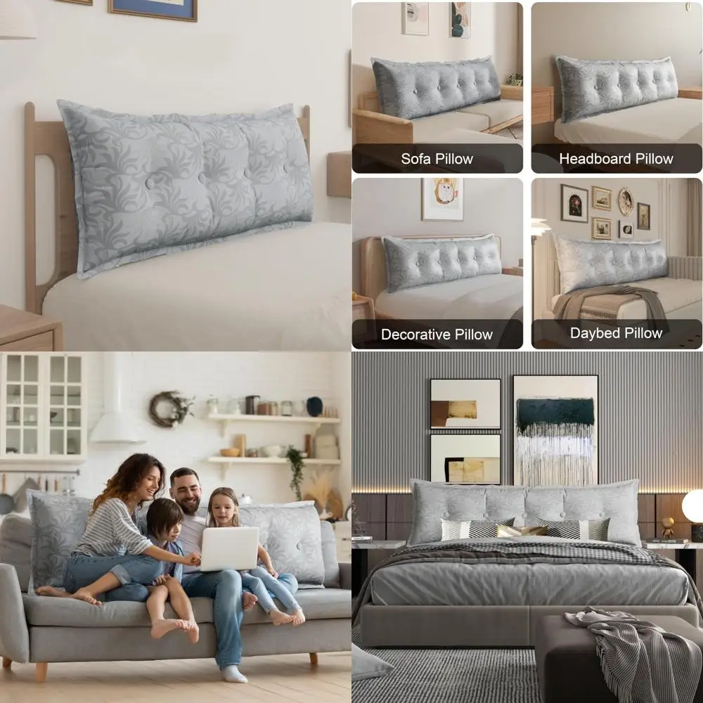 

Rectangular Bolster Pillow for Full Bed - Daybed Pillow Support for Sitting, Reading, and Back Comfort