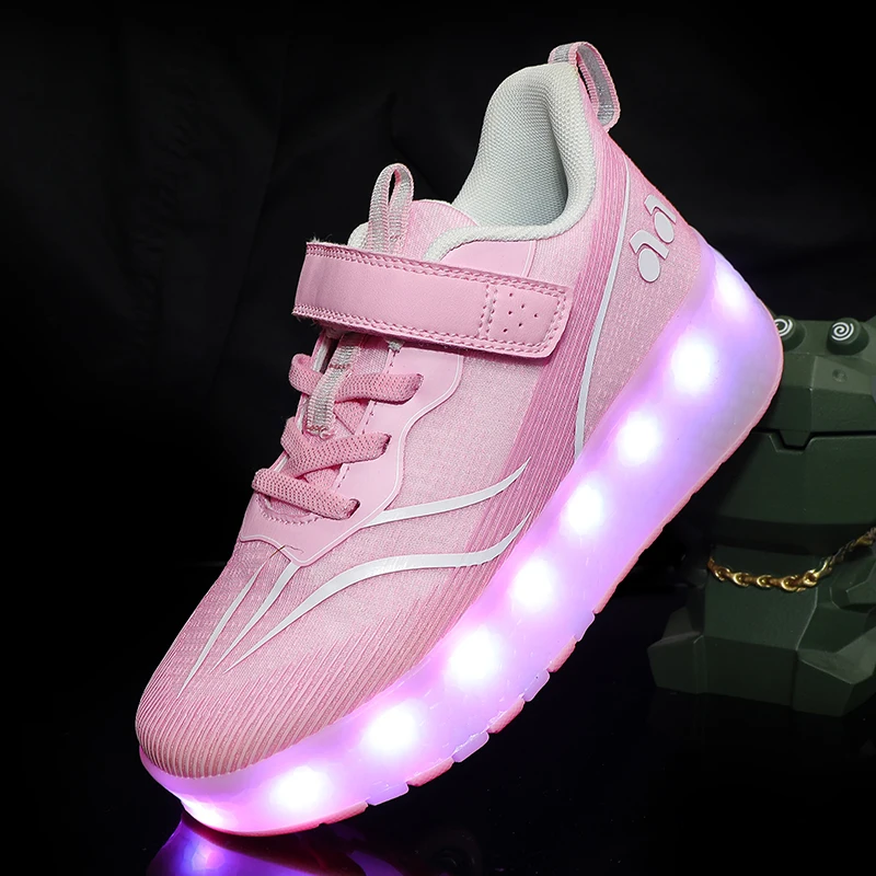 

Boys' 8-Wheel Roller Sneakers: Kids' Invisible Roller Skates, Girls' 4-Wheel Wheeled Shoes for Students