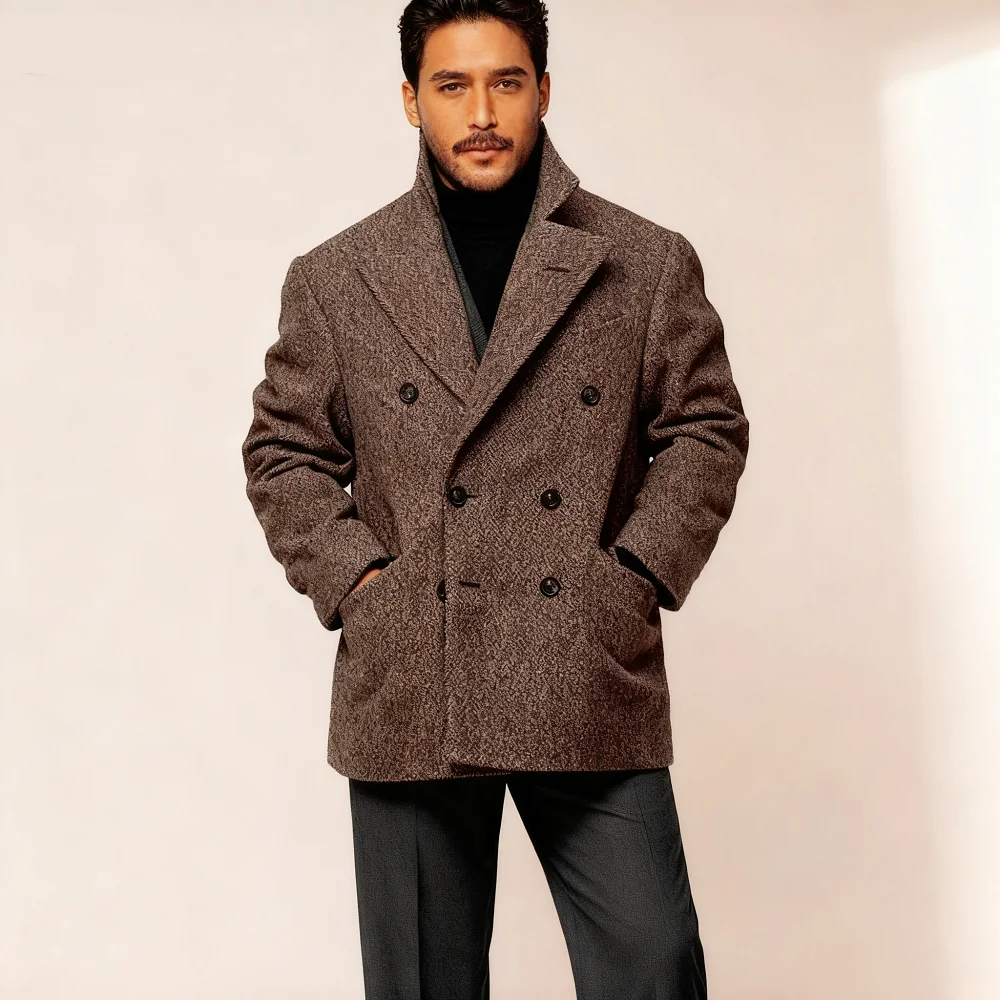 

Повседневный деловой мужской твидовый пиджак, приталенный свадебный двубортный пиджак для жениха и рыбьего позвоночника, Ternos, куртка для свадьбы