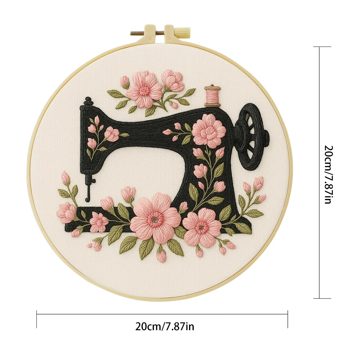 1 Stück 20x20 cm/7,87 Zoll Blumen auf der Nähmaschine Stickerei Starter-Kit DIY-Set Nadelkunst Handarbeits-Malset für Anfänger – Detail 3