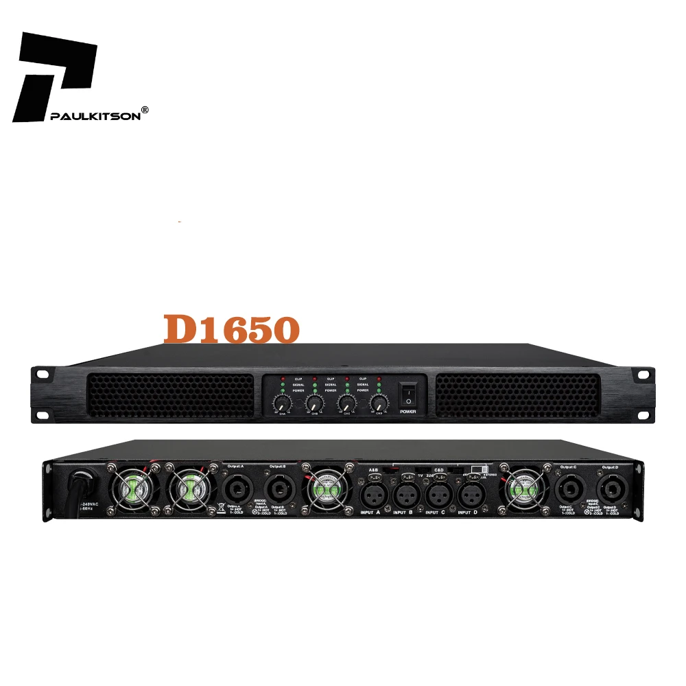 D1650 Digital Audio Power Amplifier Professional 4 Channels Class D Preamplifier DJ Audio Sound Amplifier Processor System