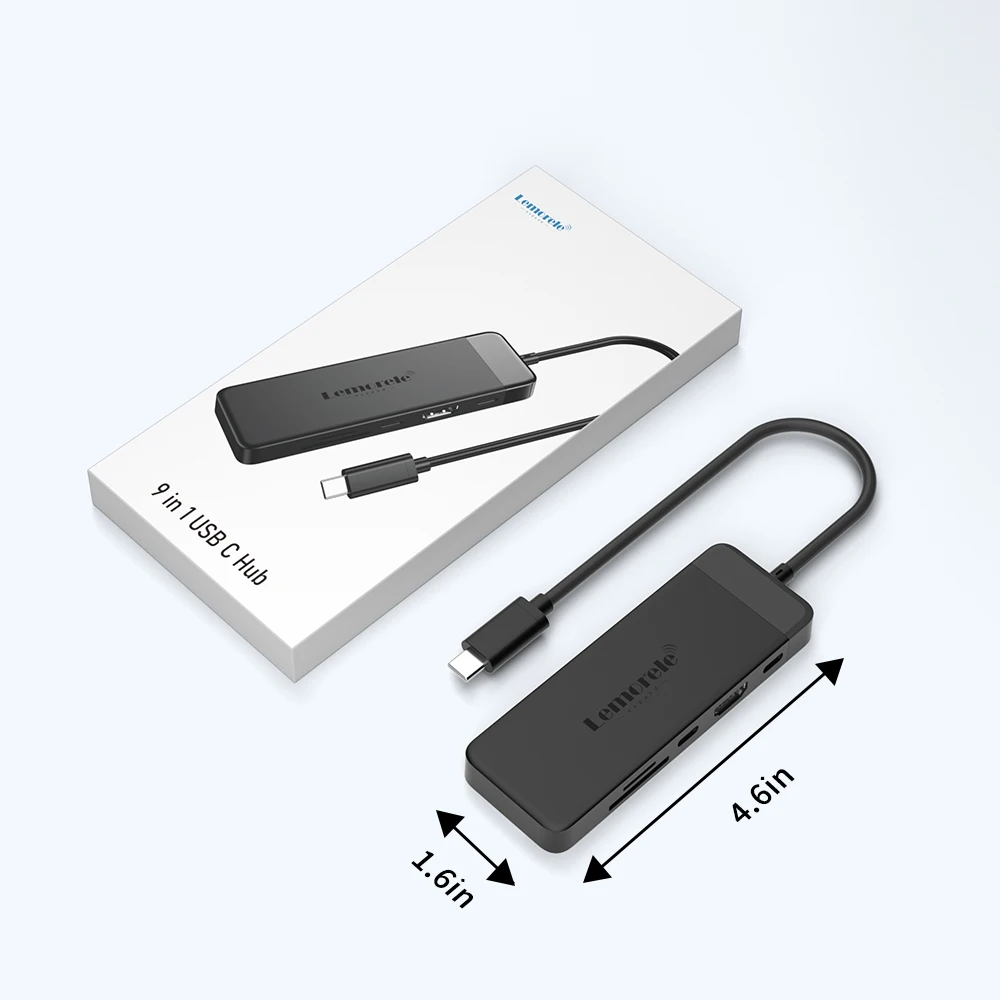 Lemorele TC92 USB C Hub 3.0 نوع C إلى 4K HDM محول 9 في 1 منافذ محطة إرساء 100 واط شاحن لأجهزة الكمبيوتر المحمول ويندوز MacOS Dell