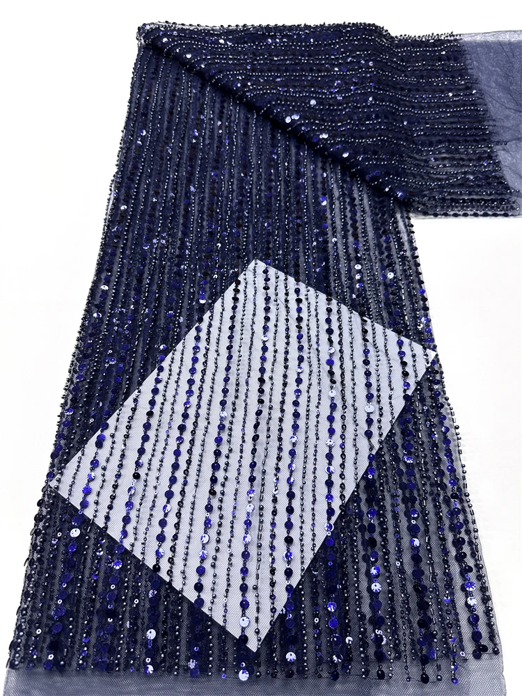2025 Best Selling French beads pearl Tulle Lace Fabric High Quality Nigerian Party Dress Sequins Embroidery African Lace Materia