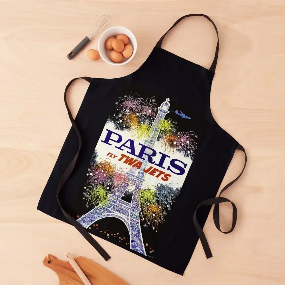 

PARIS : Vintage Air Travel Advertising Print Apron Useful Things For Kitchen bib Apron