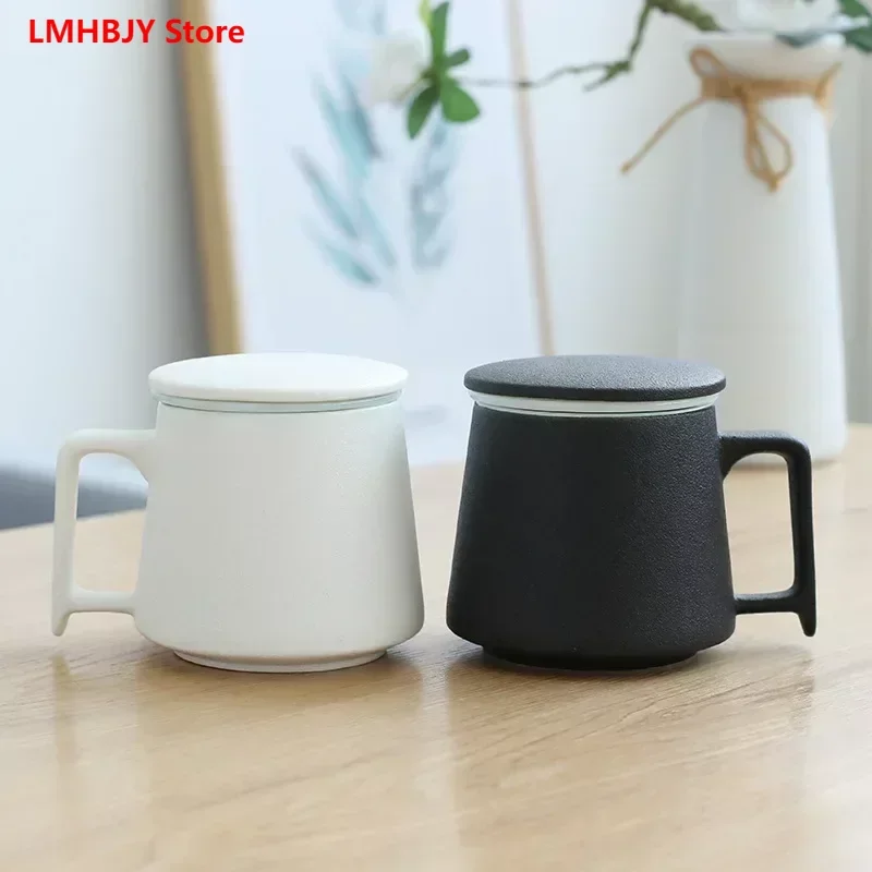 LMHBJY Tea Cup Ceramic Filter with Lid, Tea Making Water Cup, Tea Separation Office Water Cup, Household Ceramic Mug