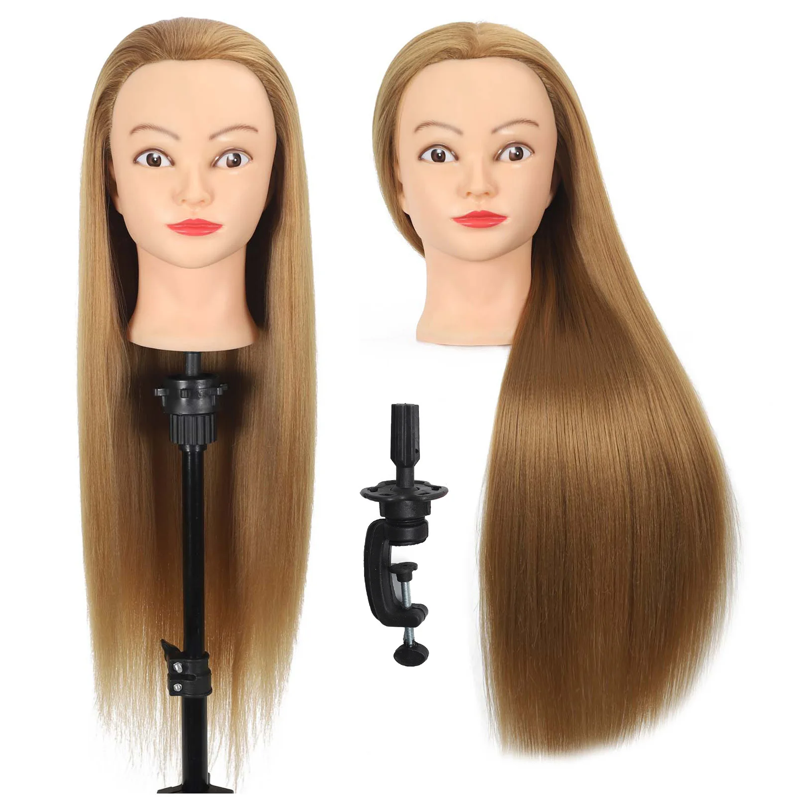 Mannequin Head With Hair Yaki Straight Cosmetology Hairdressing Manikin Doll Head For Braiding Styling With Free Clamp Stand