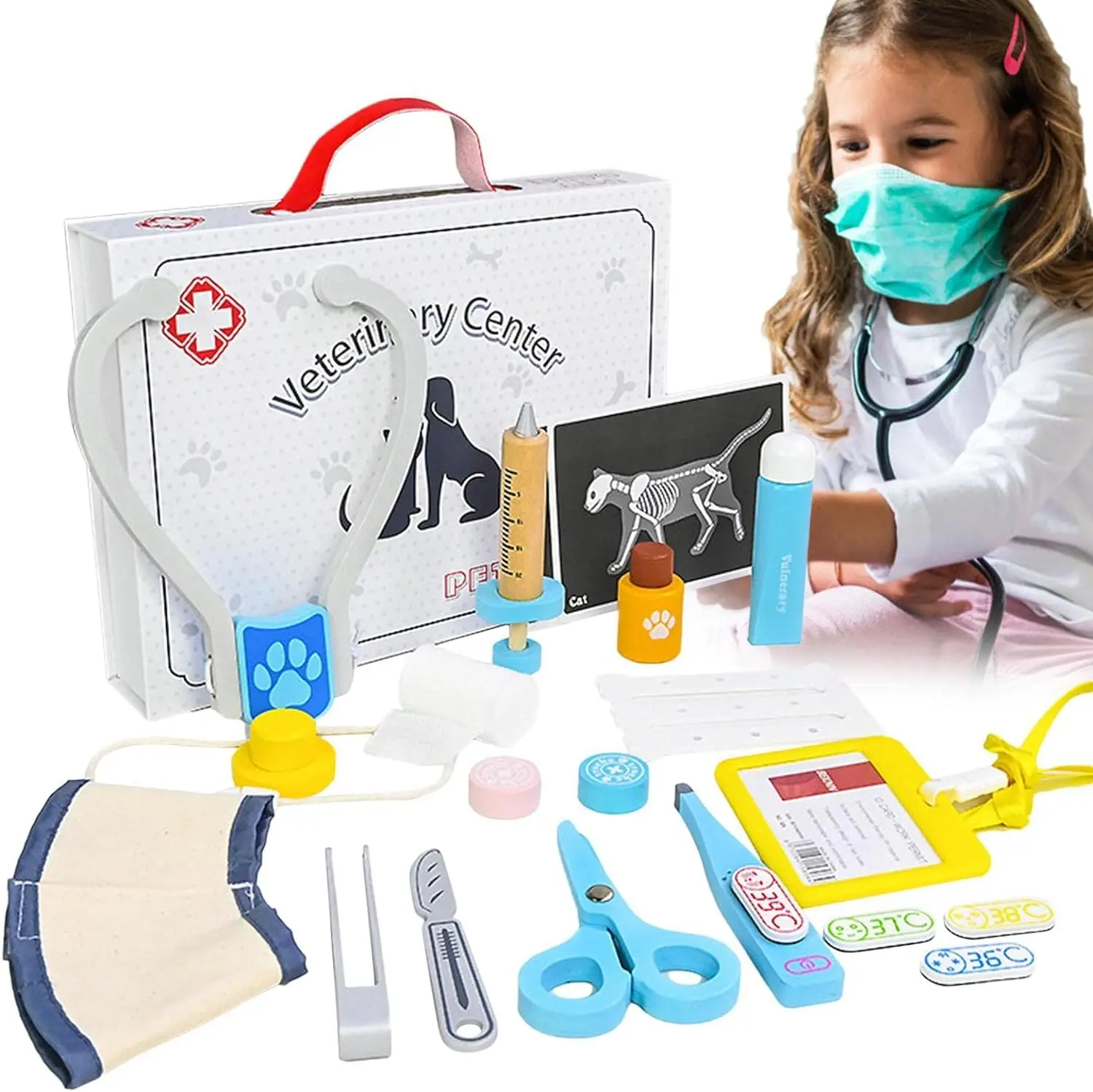 Kits de jeu de simulation de médecin en bois pour les tout-petits, valise médicale, jouet éducatif, apprentissage précoce, jouets d'entraînement cognitif sensoriel