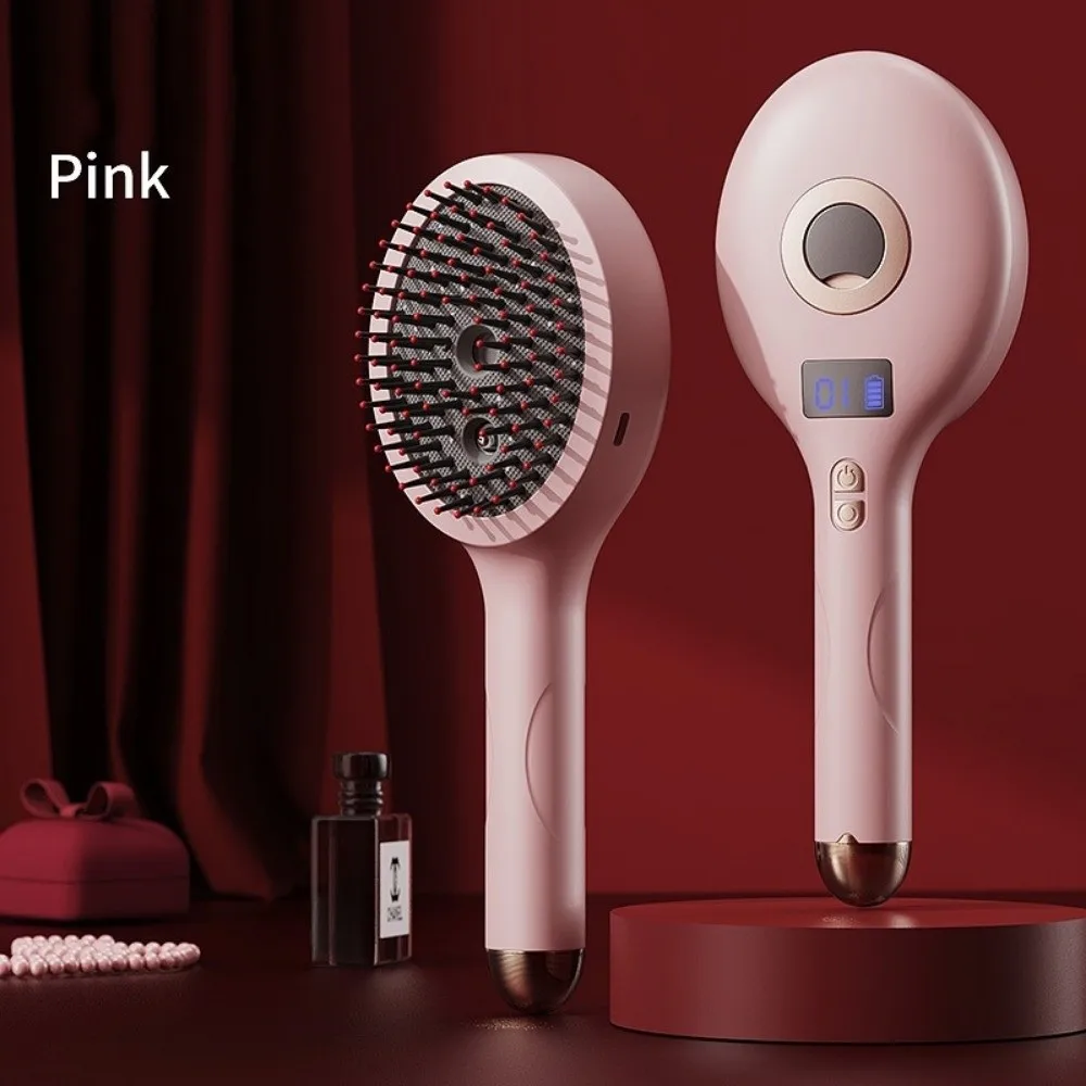 High Frequency Vibration Red Light Spray Massage Comb Multi-Function Hair Care 2-In-1 Misting Hair Brush Anti-Frizz Large Tank