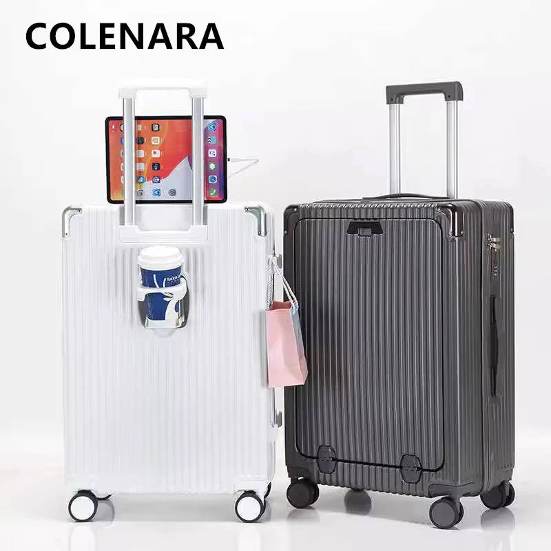 COLENARA Aluminum Frame Luggage Front Opening Laptop Boarding Case USB Charging Trolley Case 20