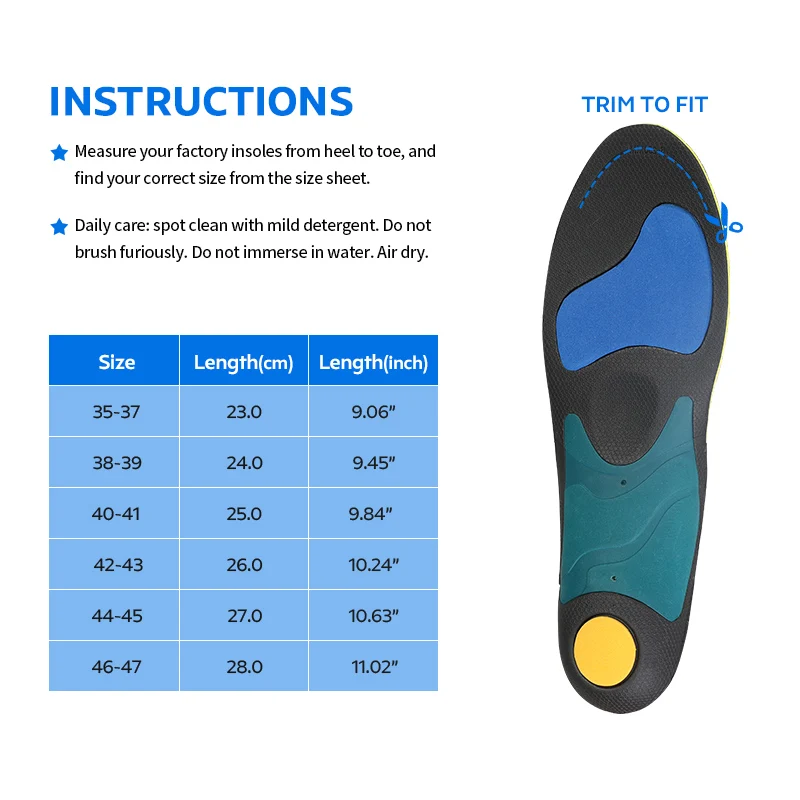 3ANGNI Insoles Orthopedic Arch Support Insole for Flat Feet EVA Shoe Pad Relieve Foot Pain Unisex Orthotic Insole