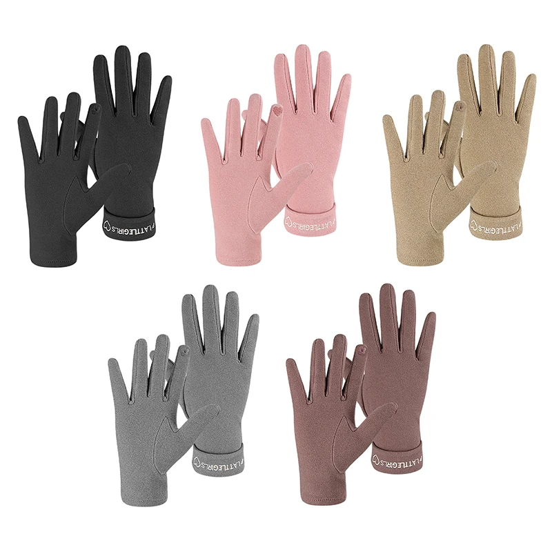 Winter Warm Women Gloves Thick Velvet Touch Screen Glove Ladies Full Finger Mittens Fashion Female Cycling Cold Proof Gloves