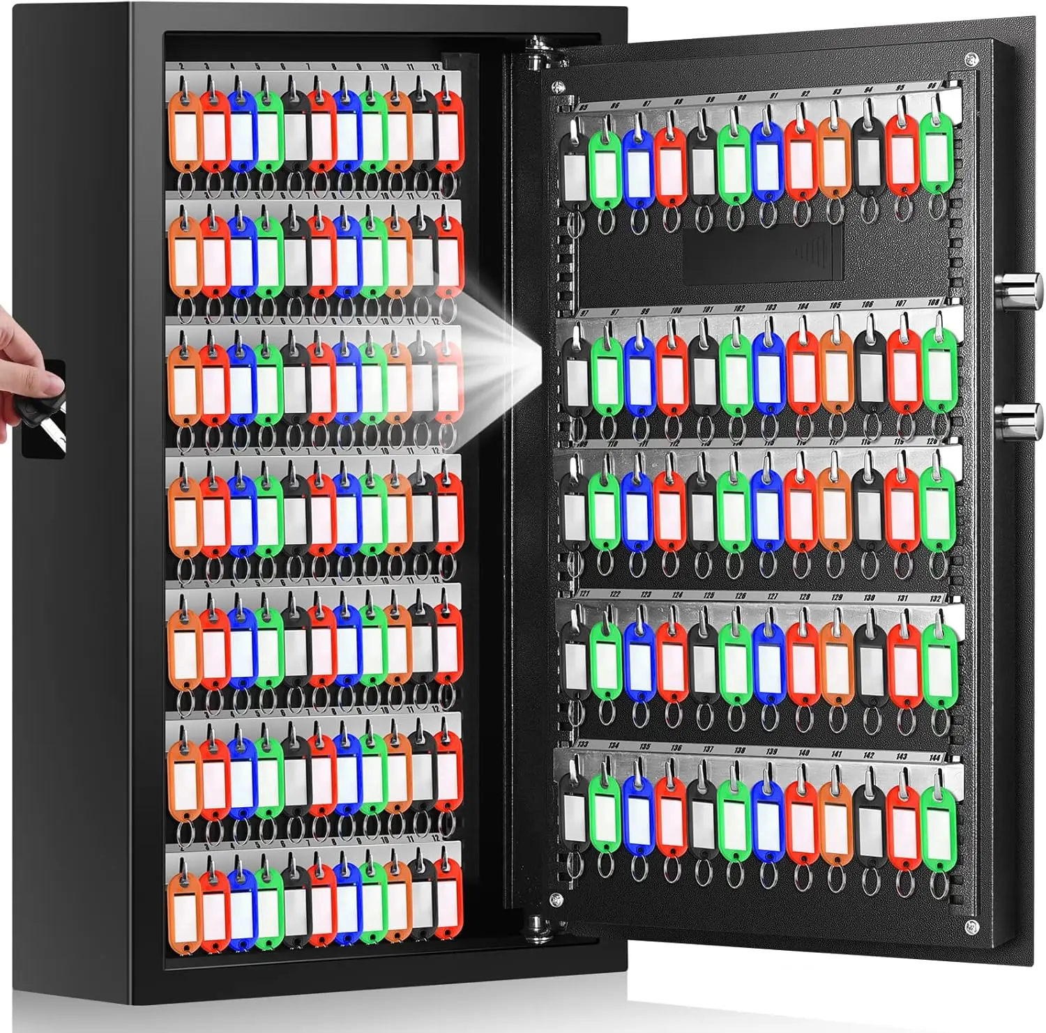

144-Key Fireproof Key Cabinet with Combination Lock, Anti-Theft Heavy Duty Organizer for Office House Garage