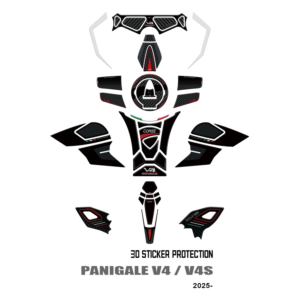 

3D Epoxy Sticker Protection Kit Fairing Sticker Tank Pad For PANIGALE V4 v4s 2025 Motorcycle Accessories